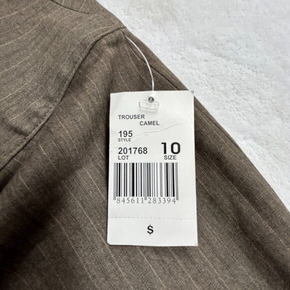 CAbi Womens Camel Trouser Pants Size 10 Brown Pinstripe Stretch Style 195 New - Picture 4 of 12